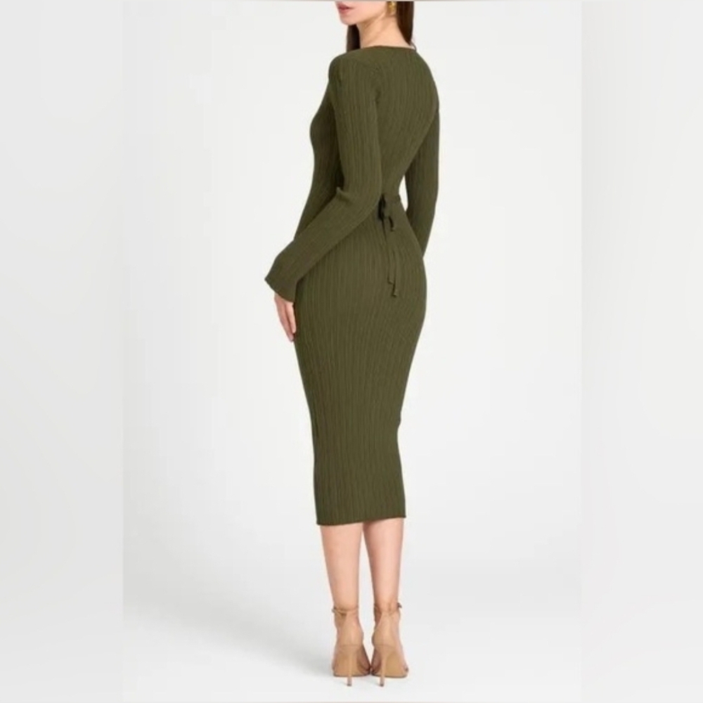 🔆 Wayf Olive Long Sleeve Knit Dress, Small NWOT